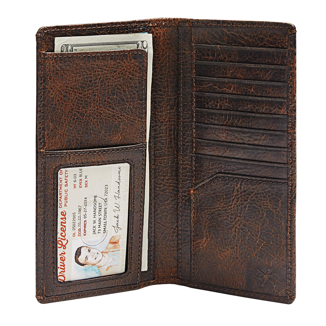 House of Jack Co. JACK Long Bifold Wallet | Natural Grain Cowhide | Rodeo Wallet | Multi-Card Capacity Mens Tall Wallet