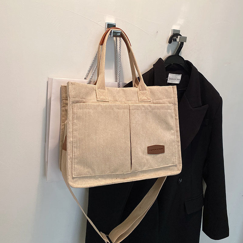 Fashionable Corduroy Women's Tote Bag for Work & College