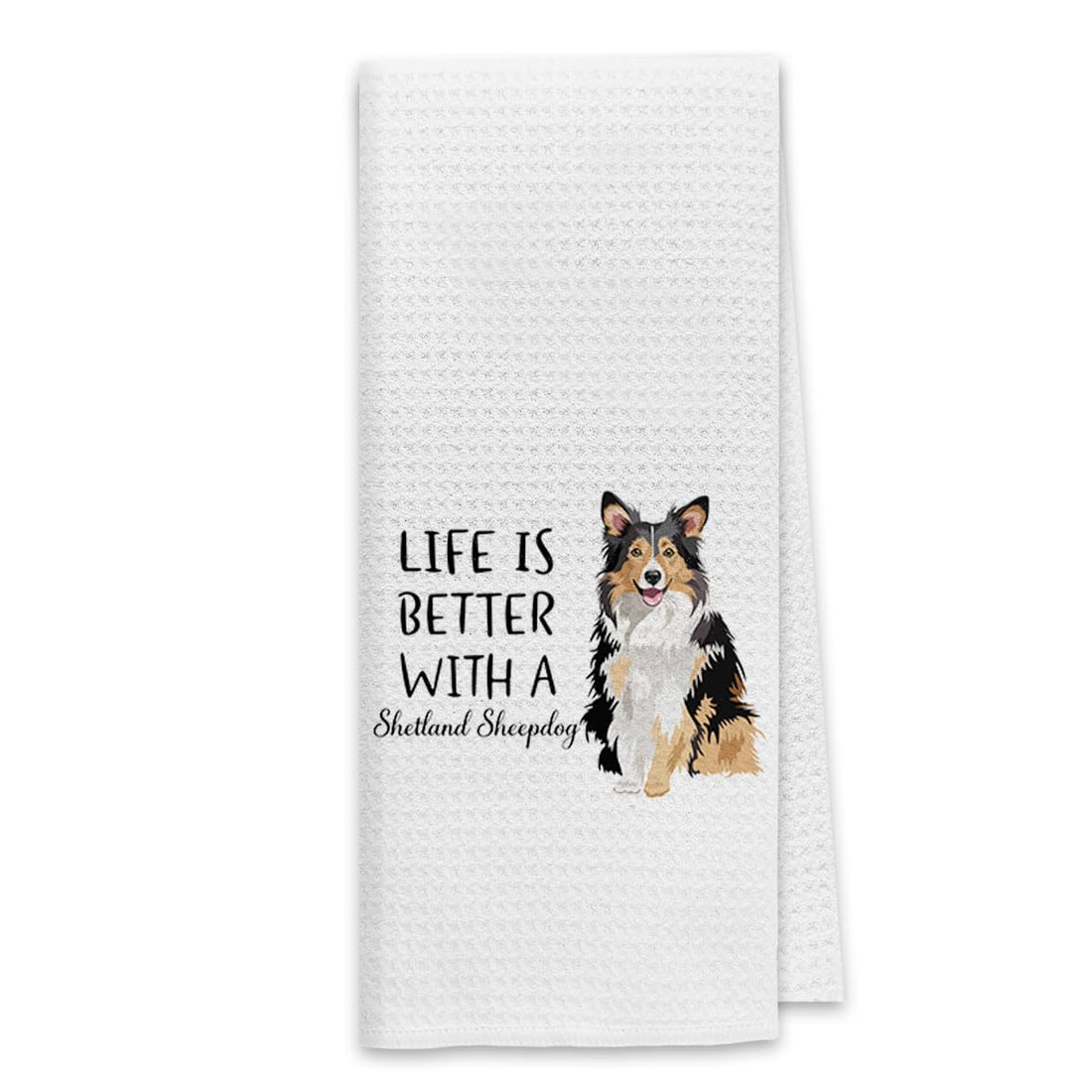 Dibor Life is Better with A Shetland Sheepdog Kitchen Towels Dish Towels DishclothCute Puppy Dog Absorbent Drying Cloth Hand Towels Tea Towels for Bathroom KitchenDog Lovers Girls Women Gifts