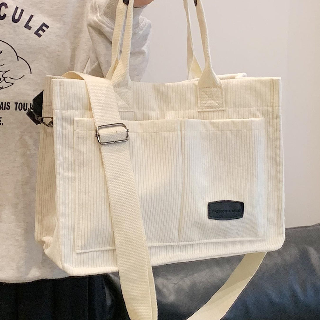 Fashionable Corduroy Women's Tote Bag for Work & College