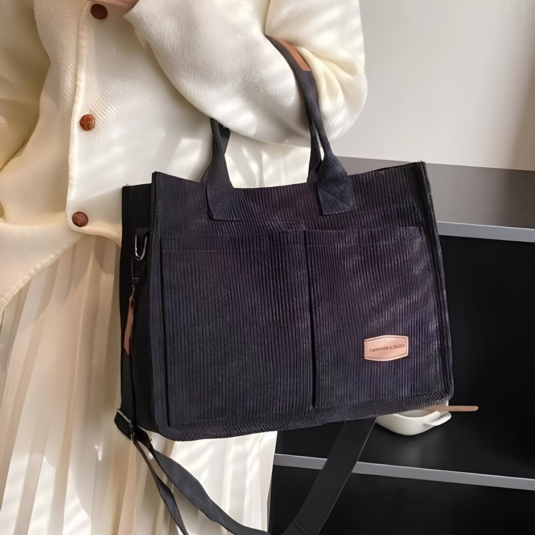 Fashionable Corduroy Women's Tote Bag for Work & College