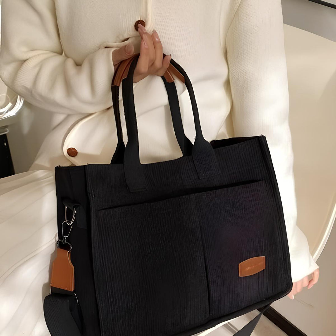 Fashionable Corduroy Women's Tote Bag for Work & College