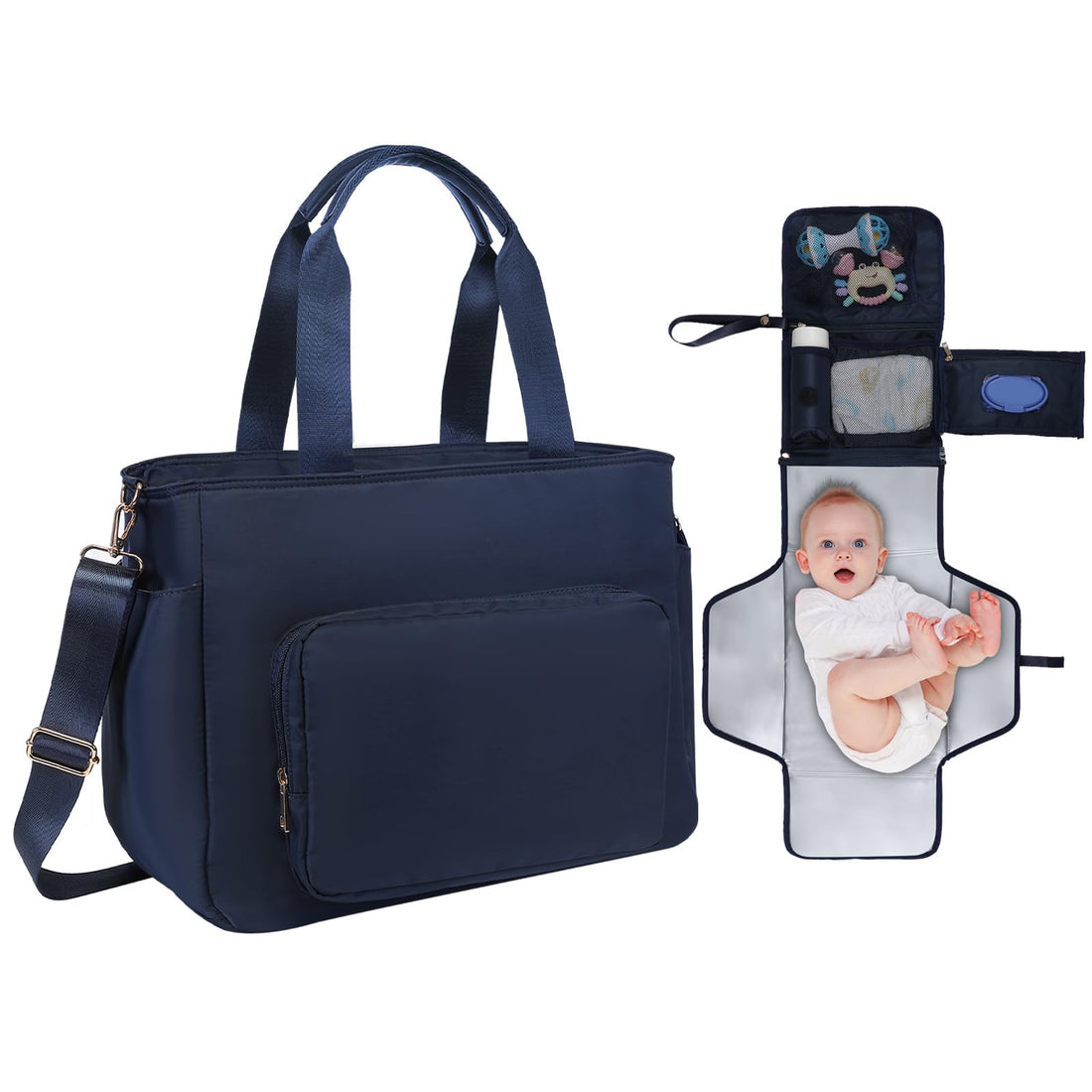 Cateep Multifunction Diaper Bag Tote with Portable Changing Pad Breast Pump Bag with 15 Inch Laptop Sleeve Work Bag